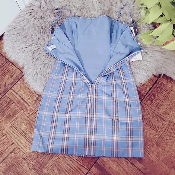 ARITZIA SUNDAY BEST Gerard Azurine Blue/White Plaid Dress NWT - Picture 10 of 16